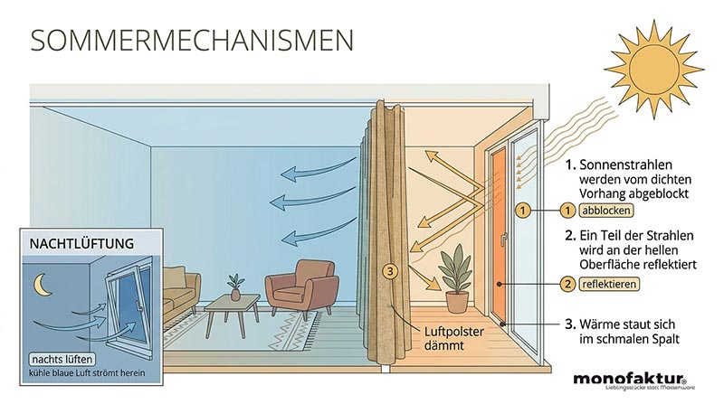 Thermovorhänge aus Wollfilz als Sonnenschutz und Hilzeschutz im Sommer Sonnenschutz und Hitzeschutz mit Filzvorhängen