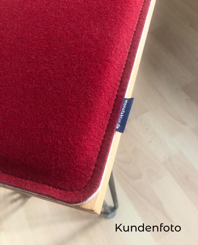 Bankauflage nach Maß aus Filz Bankauflage nach Maß aus Filz