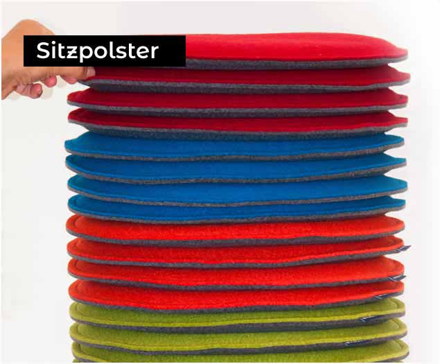 Filz: Sitzpolster und Stuhlauflagen nach Maß Sitzpoltsre und Stuhlauflagen aus Filz nach Maß