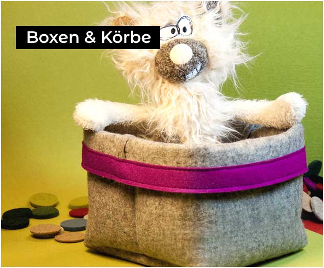 Filz: Körbe, Boxen und Säcke nach Maß Filz: Körbe, Boxen und Säcke nach Maß