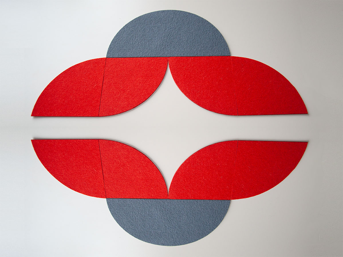 farbiger Designfilz - Designs aus Halbkreis und Viertelkreis Designfilz - Designs aus Halbkreis und Viertelkreis