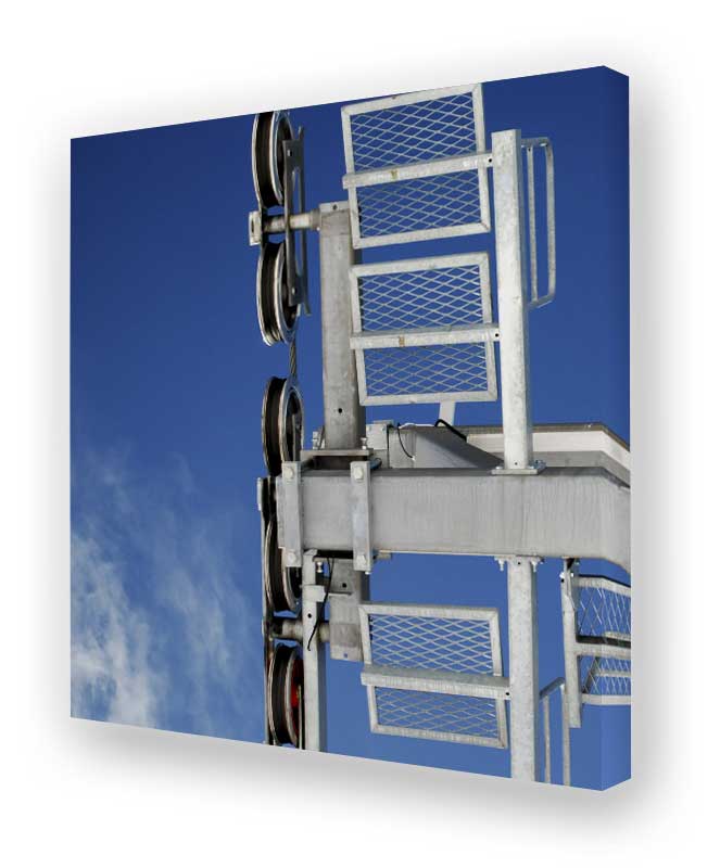 Schallschluckbild Seilbahn Duo01 110 x 110 x 10 cm Akustikbild / Schallabsorber "Sky Walker No. 01"