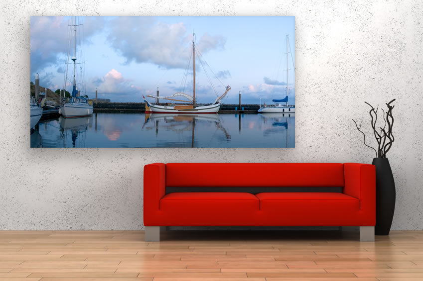 Schallschluckbild Blue Harbour 220x110x10cm Akustikbild / Absorber "Blue Harbour"
