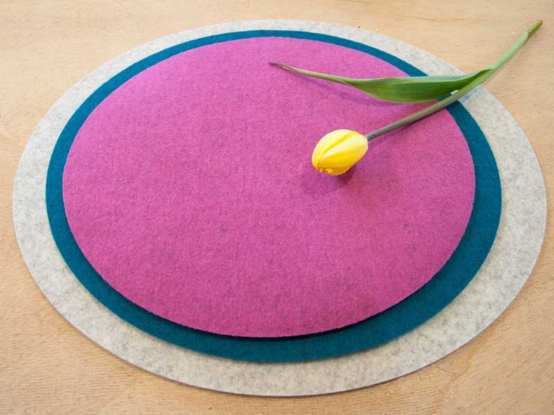 Filz-Zuschnitte Oval Filz: Tischset RUND zum Sonderpreis bei Abnahme ab 4 Stück - 3 mm Designfilz, 20 bis 120 cm Durchmesser