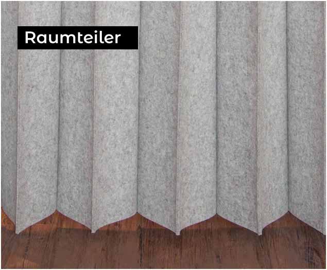 Filz: Raumteiler als Schallabsorber und Sichtschutz nach Maß Raumteiler, Designvorhänge und Schallabsorber aus Filz nach Maß