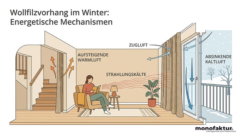 Räume mit Thermovorhängen aus Wollfilz temperieren