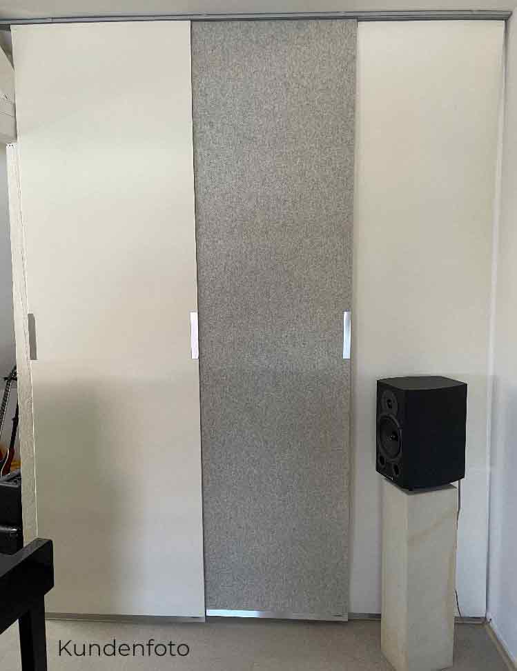 Schiebevorhang 3 mm Designfilz mit Edelstahlaussteifungen Schiebevorhang 3 mm Designfilz mit Edelstahlaussteifungen