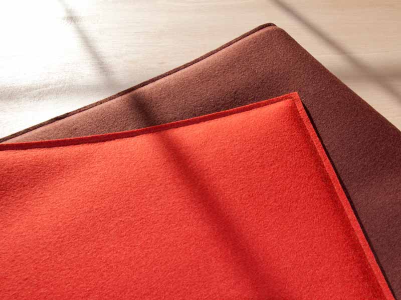 Wendeauflagen in Orange-Schoko Designfilz Braun / Schoko - 2 oder 3 mm dick im individuellen Zuschnitt