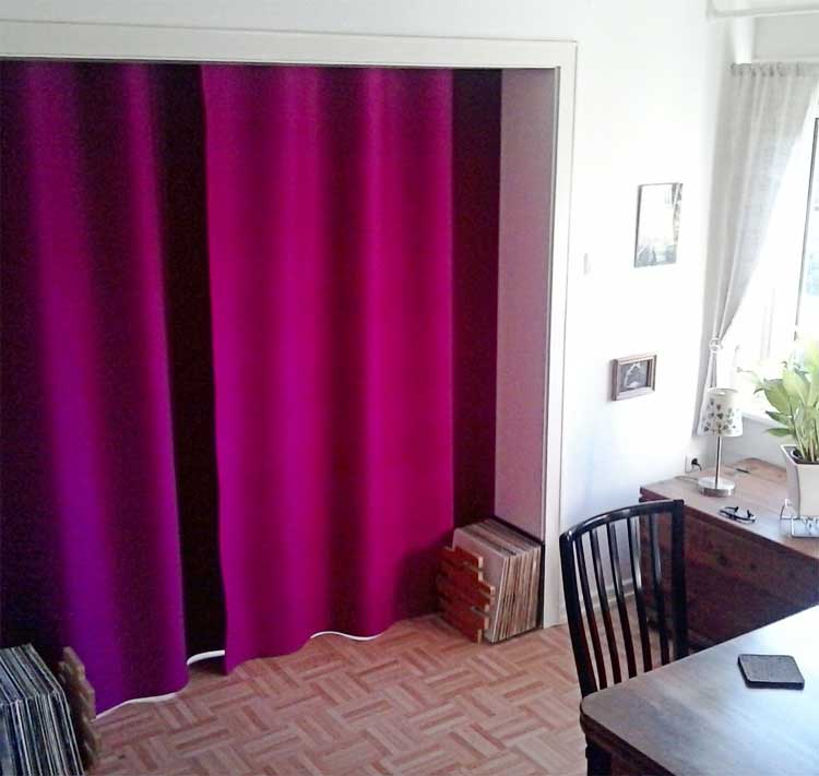 Akustikvorhang " Pink" mit Bühnenband Vorhang aus reiner Wolle, Filzvorhang auf Maß