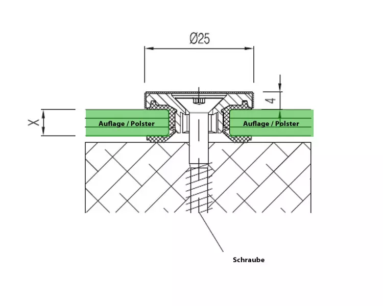 Design-Punkthalter - ohne Wandabstand