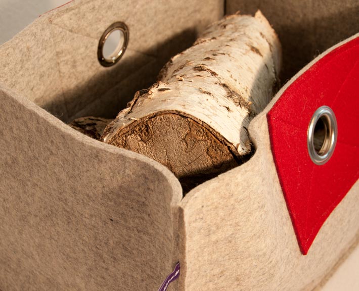 Kaminholzkorb aus Filz Filz: Kaminkorb, Zeitschriftenkorb, XXL-Box mit verstärktem Boden