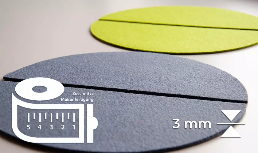 Designfilz als Halbkreis auf Maß