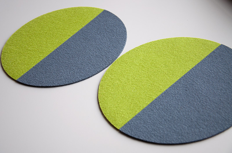 Designtrend: Halbierte Filzkreise aus farbigem Filz Halbierte Kreiszuschnitte aus Designfilz