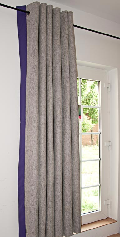 Filzvorhang aus Naturfilz 3mm grau Filzvorhang aus Wollfilz 3mm grau
