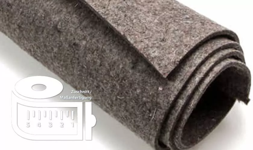 Ungefärbter Wollfilz graubraun meliert in 5 mm Stärke