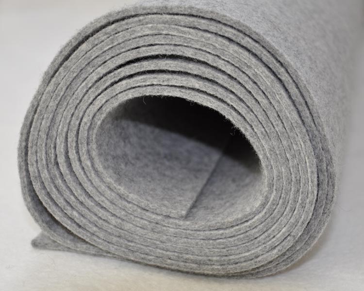 Designfilz: Hellgrau meliert 100% Schurwolle Designfilz Hellgrau meliert - 2, 3 oder 5 mm dick im individuellen Zuschnitt