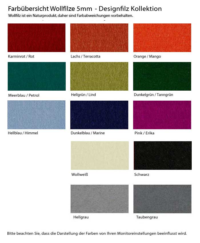 Designfilzfarben 5 mm uni Designfilzfarben 5 mm uni