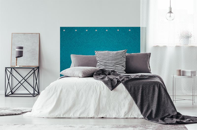 Filz an der Want als Betthaupt Filz-Wandbehang als Betthaupt an der Wand