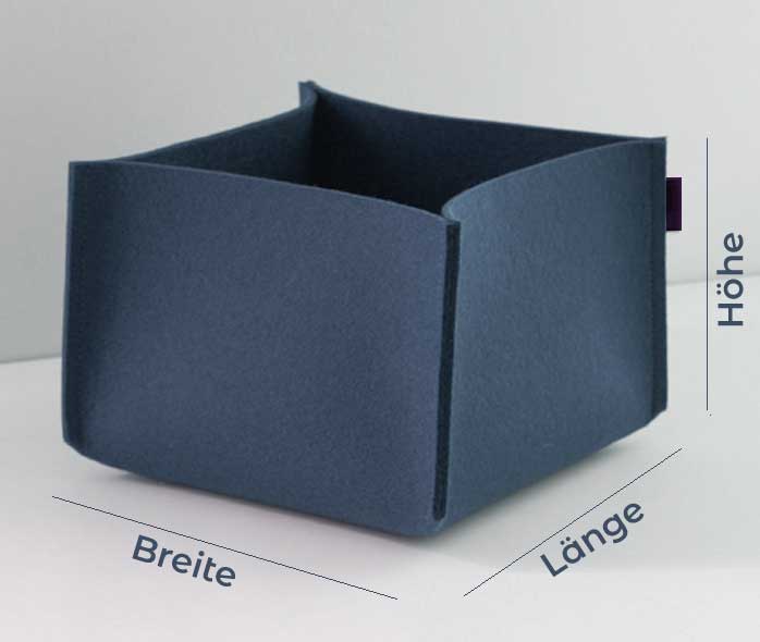Filzbox in Wunschabmaßen aus 3 mm Wollfilz in 28 Farben