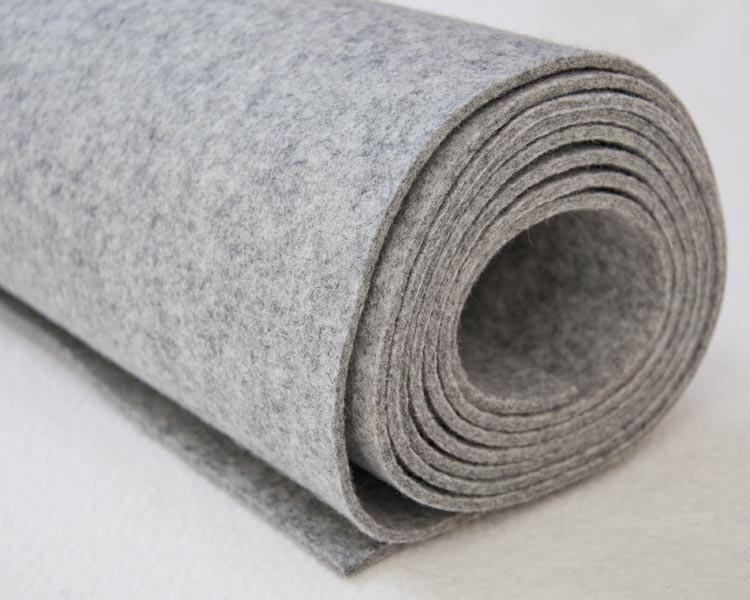 Designfilz: Hellgrau meliert 100% Schurwolle Designfilz Hellgrau meliert - 2, 3 oder 5 mm dick im individuellen Zuschnitt